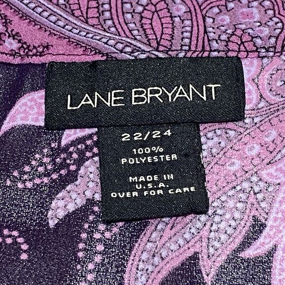 Lane Bryant Blouse Top Paisley Tie Front Chiffon Purple Semi-Sheer Size 22/24 - Picture 7 of 9